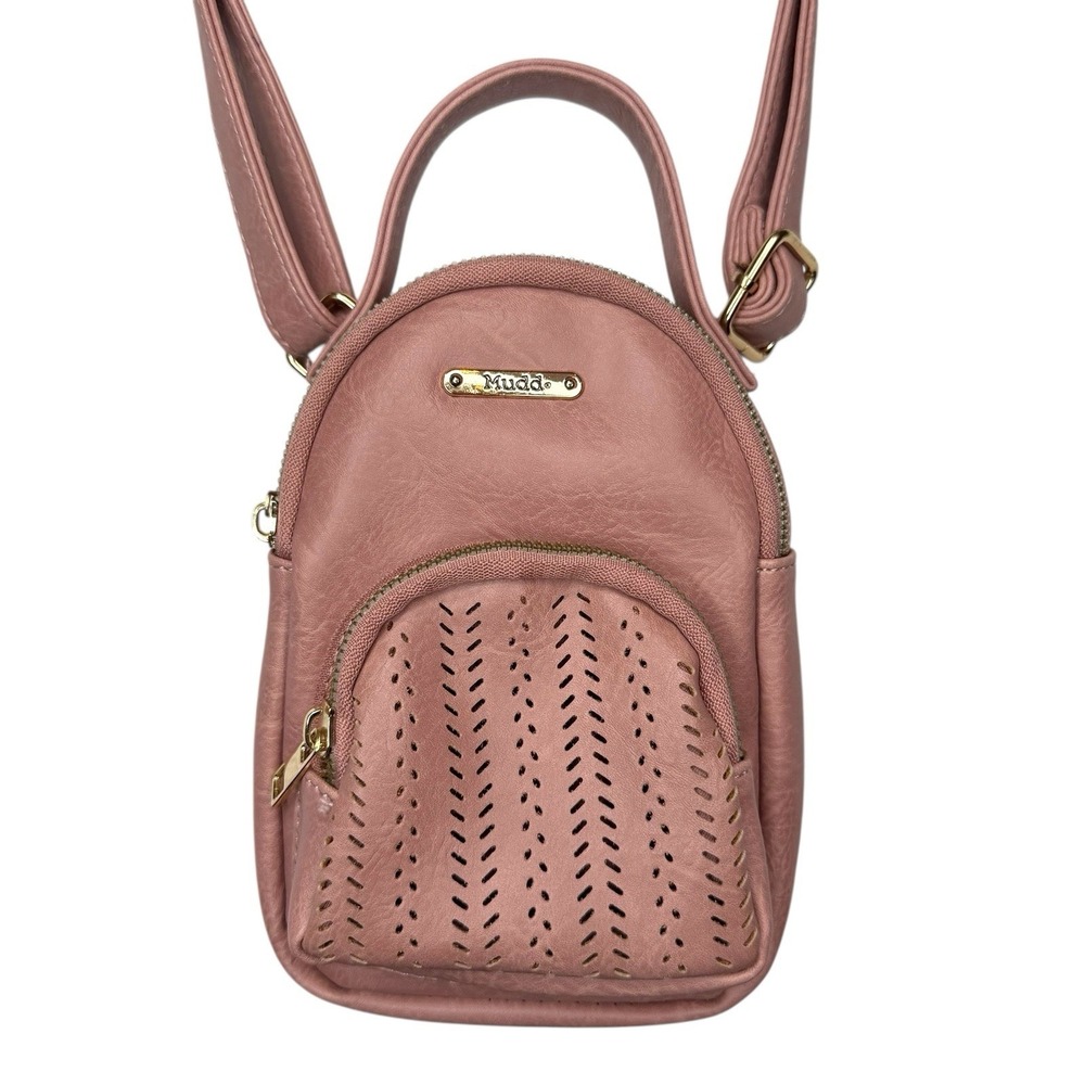 Vintage MUDD Crossbody Bag Purse Mini Backpack Logo 90's Y2K Pink Quilted - Picture 3 of 9